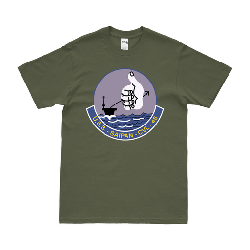 USS Saipan (CVL-48) T-Shirt Tactically Acquired Military Green Clean Small