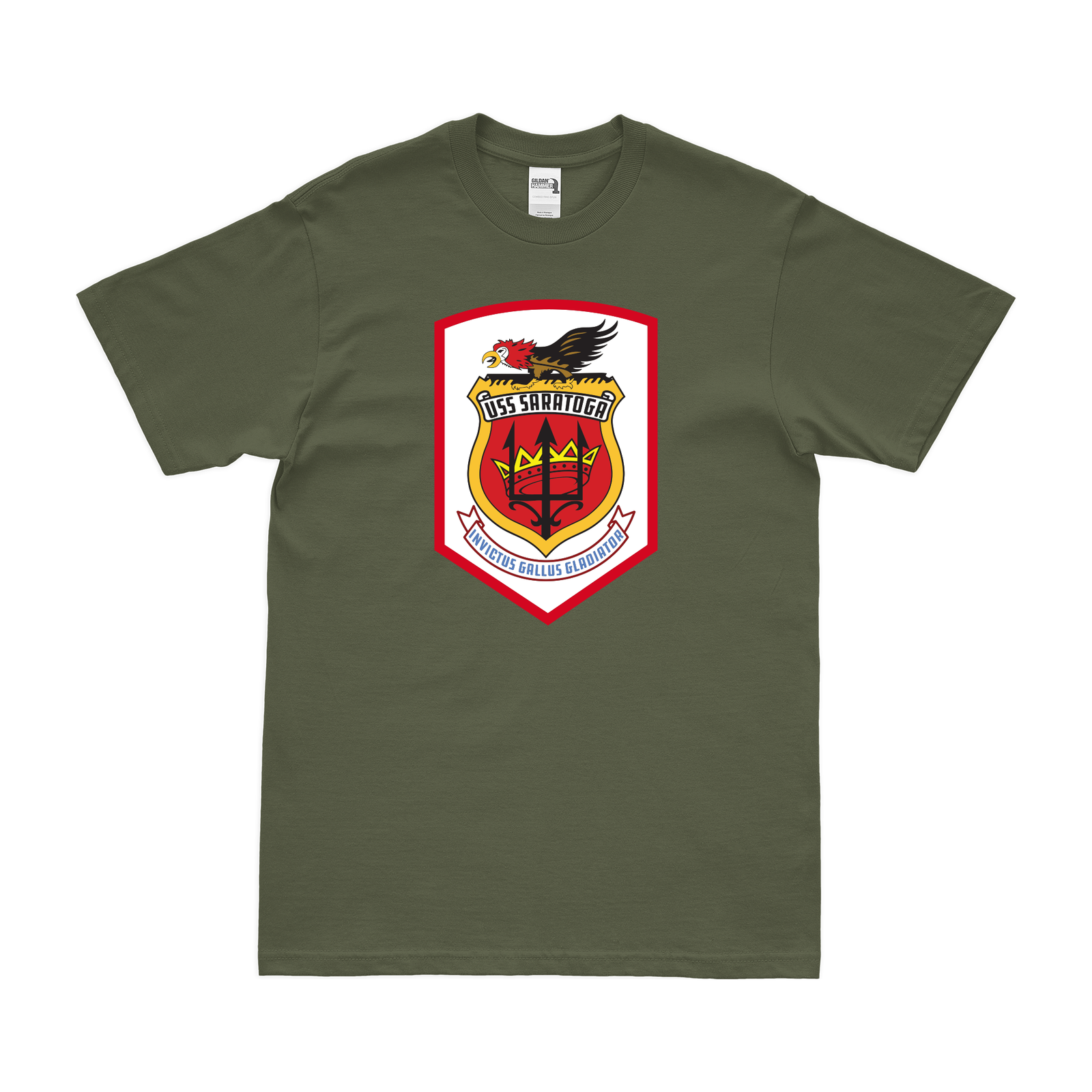 USS Saratoga (CVA-60) T-Shirt Tactically Acquired Military Green Clean Small