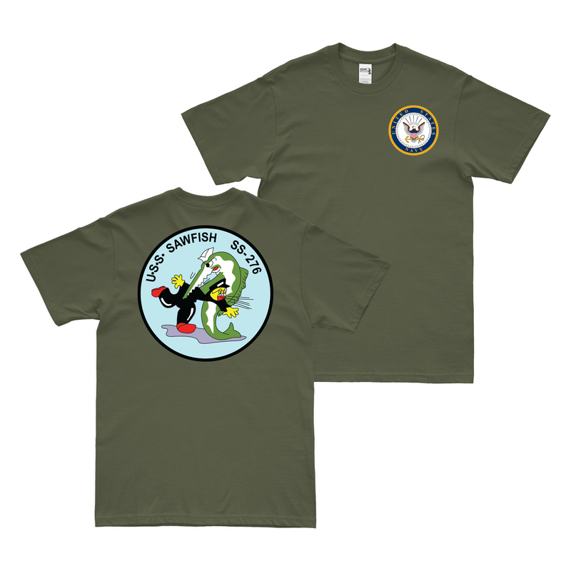Double-Sided USS Sawfish (SS-276) Gato-class Submarine T-Shirt