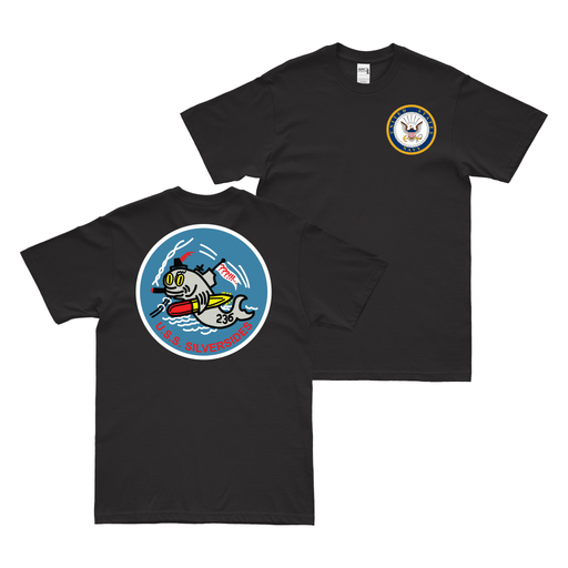 Double-Sided USS Silversides (SS-236) Gato-class Submarine T-Shirt Tactically Acquired Black Clean Small