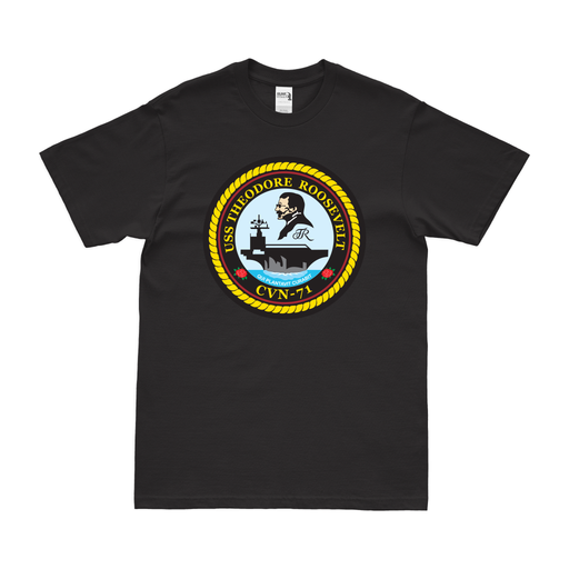 USS Theodore Roosevelt (CVN-71) T-Shirt Tactically Acquired Black Clean Small