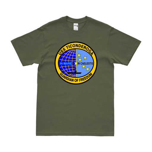 USS Ticonderoga (CV-14) T-Shirt Tactically Acquired Military Green Clean Small