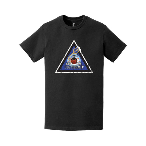Distressed USS Permit (SSN-594) Logo Crest T-Shirt Tactically Acquired   