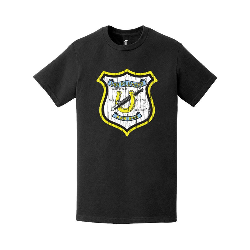 Distressed USS Plunger (SSN-595) Logo Crest T-Shirt