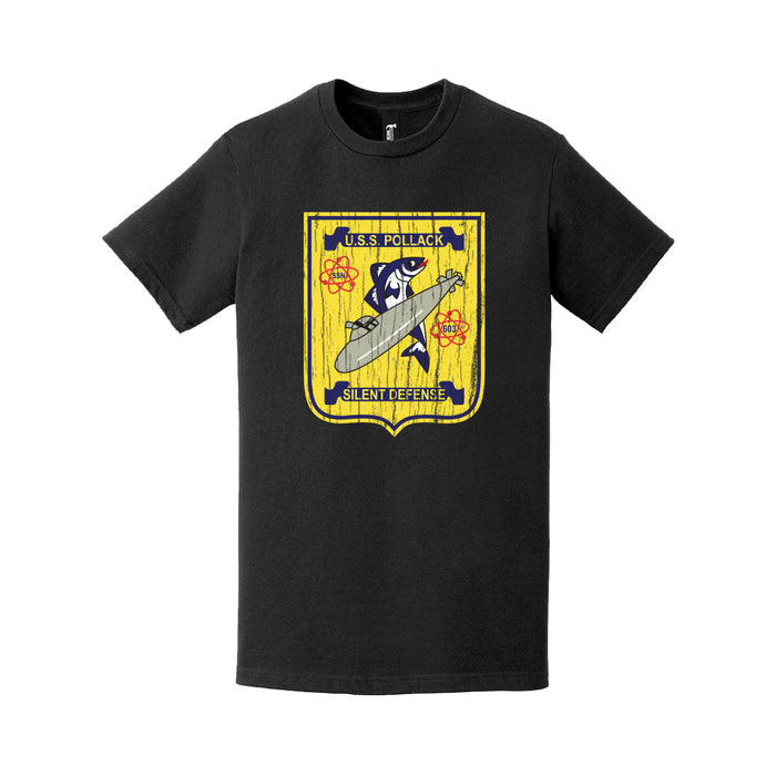 Distressed USS Pollack (SSN-603) Logo Crest T-Shirt Tactically Acquired   