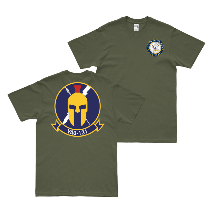 Double-Sided VAQ-131 U.S. Navy Veteran T-Shirt Tactically Acquired Military Green Clean Small