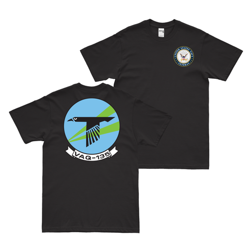 Double-Sided VAQ-135 U.S. Navy Veteran T-Shirt Tactically Acquired Black Clean Small