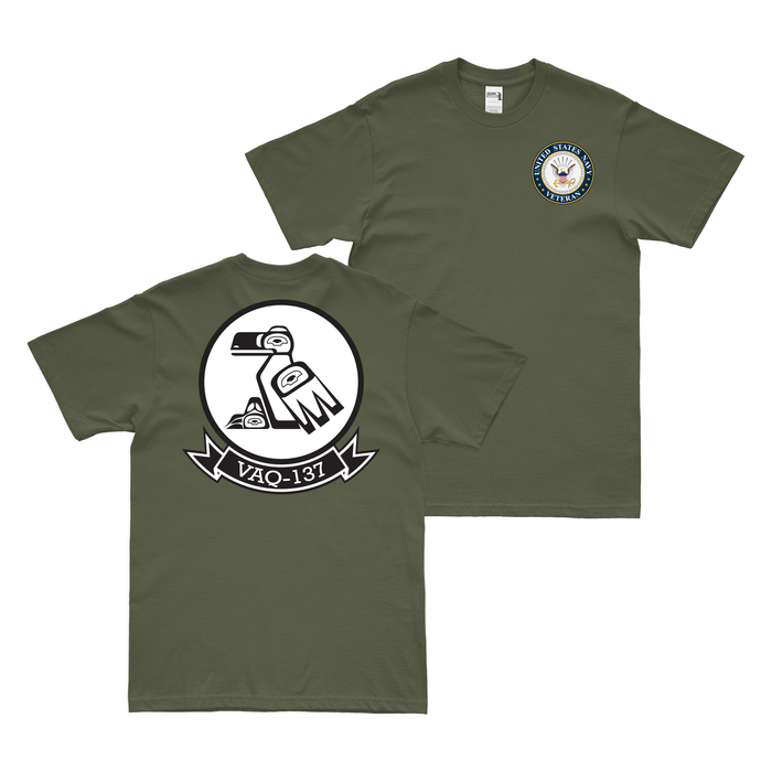 Double-Sided VAQ-137 U.S. Navy Veteran T-Shirt Tactically Acquired Military Green Clean Small