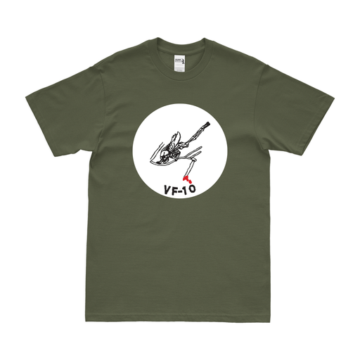 U.S. Navy Fighter Squadron 10 (VF-10) T-Shirt Tactically Acquired Military Green Clean Small