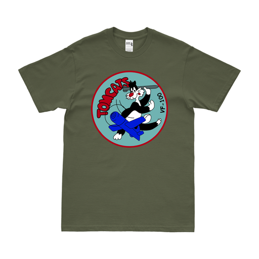 U.S. Navy Fighter Squadron 100 (VF-100) T-Shirt Tactically Acquired Military Green Clean Small