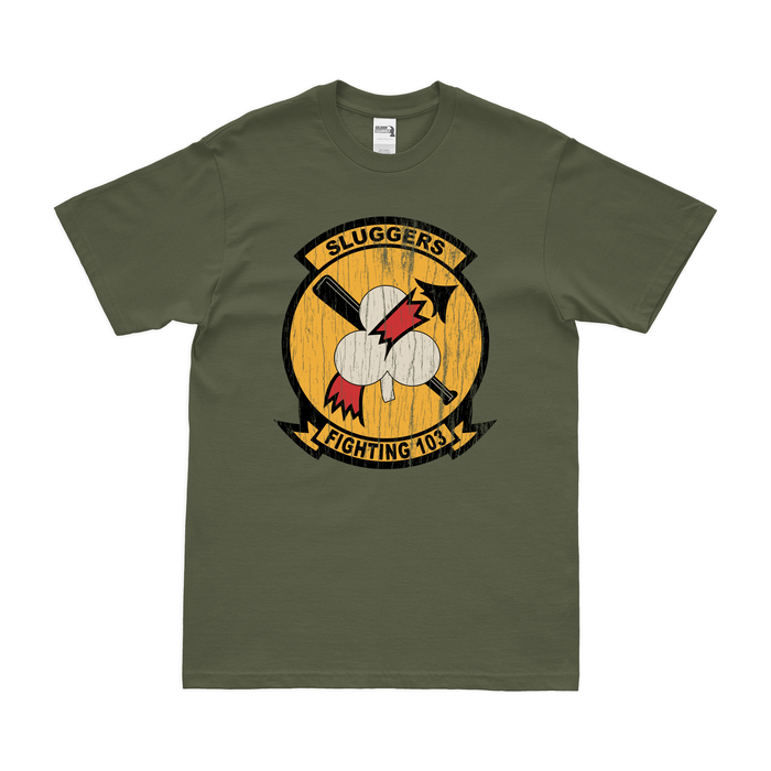 U.S. Navy Fighter Squadron 103 (VF-103) T-Shirt Tactically Acquired Military Green Distressed Small