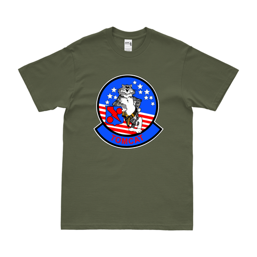 U.S. Navy Fighter Squadron 11 (VF-11) F-14 Tomcat T-Shirt Tactically Acquired Military Green Clean Small