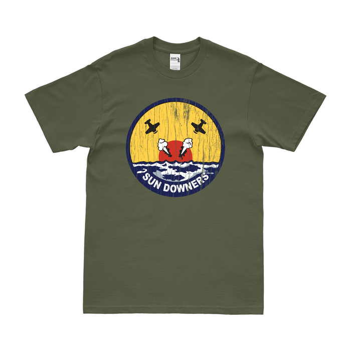 U.S. Navy Fighter Squadron 111 (VF-111) Logo T-Shirt Tactically Acquired Military Green Distressed Small