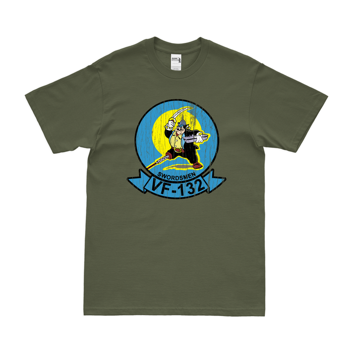 U.S. Navy Fighter Squadron 132 (VF-1132) T-Shirt Tactically Acquired Military Green Distressed Small