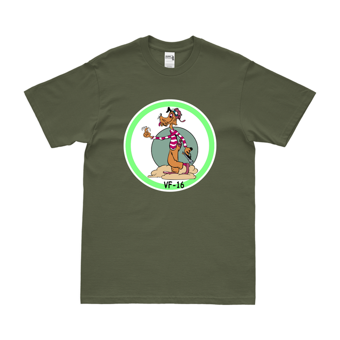 U.S. Navy Fighter Squadron 16 (VF-16) T-Shirt Tactically Acquired Military Green Clean Small