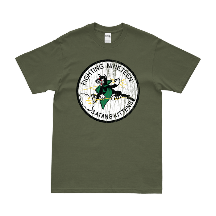 U.S. Navy Fighter Squadron 19 (VF-19) T-Shirt Tactically Acquired Military Green Distressed Small