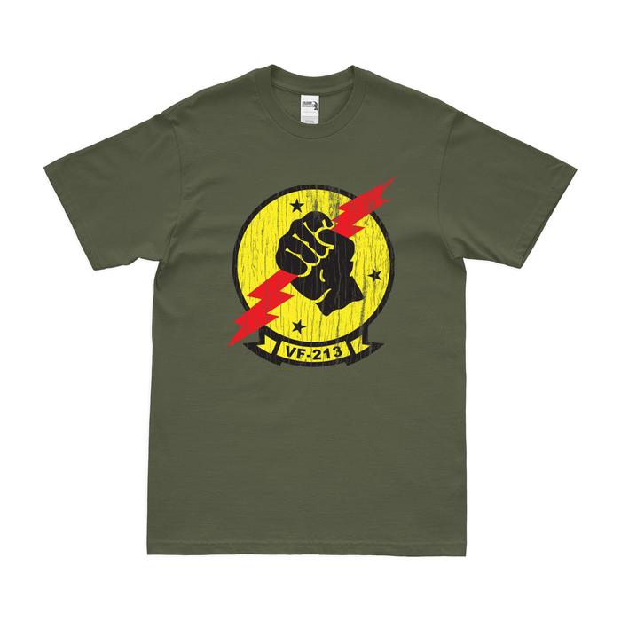 U.S. Navy Fighter Squadron 213 (VF-213) T-Shirt Tactically Acquired Military Green Distressed Small