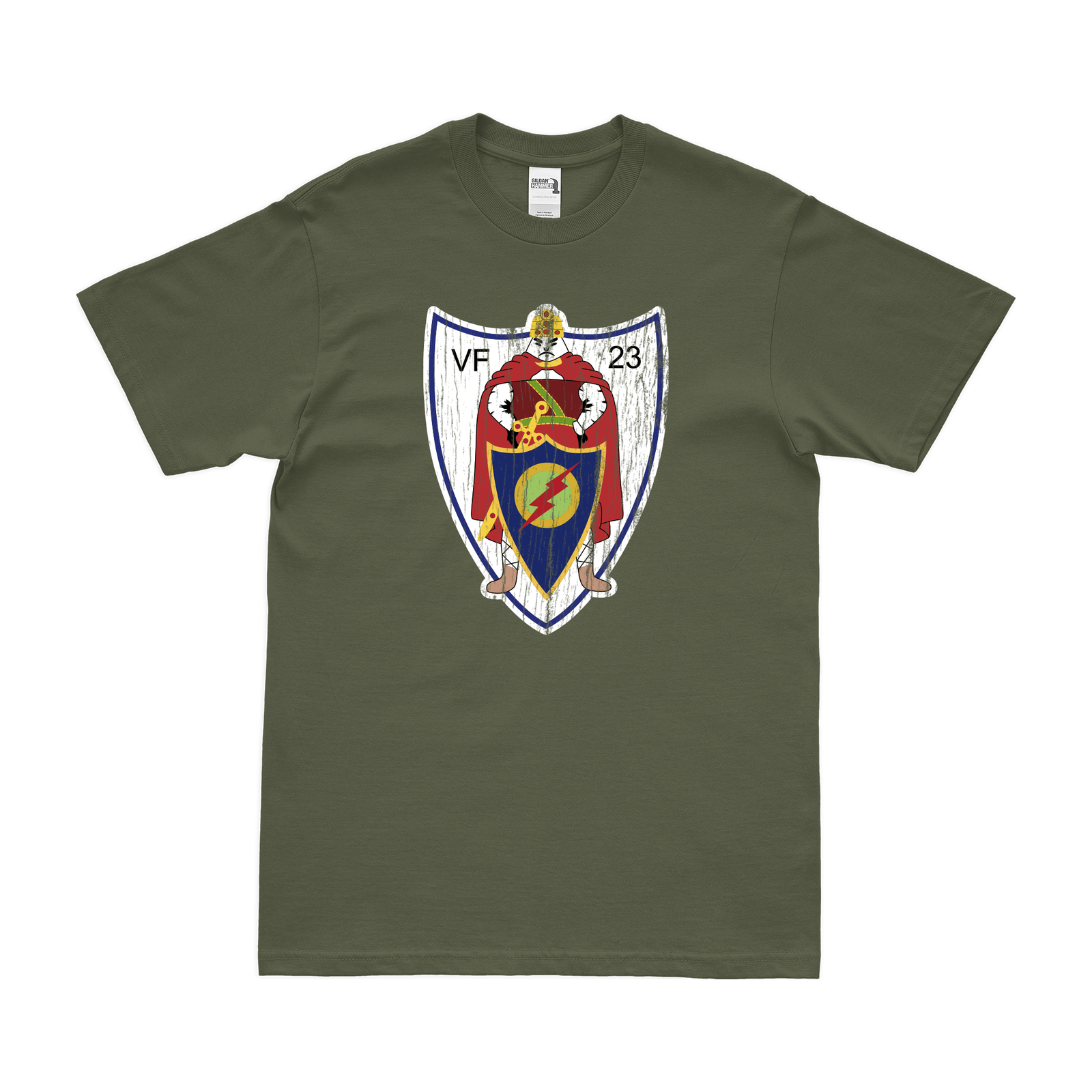 U.S. Navy Fighter Squadron 23 (VF-23) T-Shirt Tactically Acquired Military Green Distressed Small