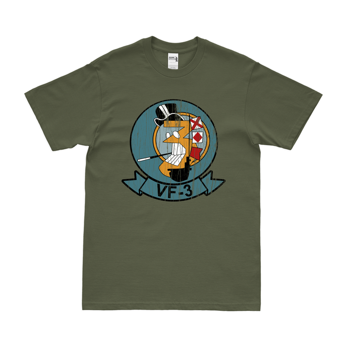 U.S. Navy Fighter Squadron 3 (VF-3) T-Shirt Tactically Acquired Military Green Distressed Small