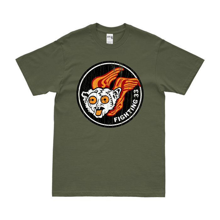 U.S. Navy Fighter Squadron 33 (VF-33) T-Shirt Tactically Acquired Military Green Distressed Small