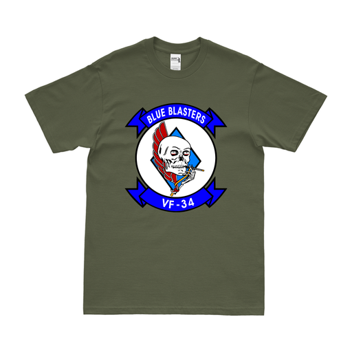 U.S. Navy Fighter Squadron 34 (VF-34) T-Shirt Tactically Acquired Military Green Clean Small