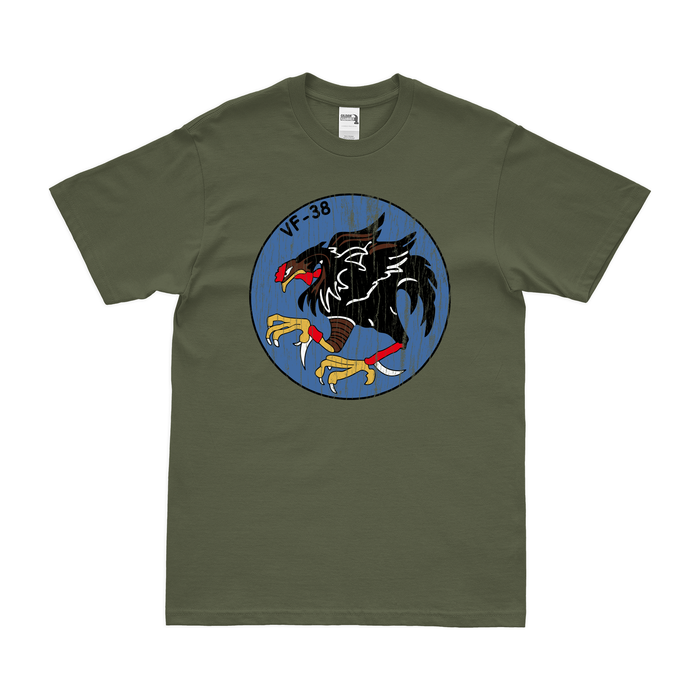 U.S. Navy Fighter Squadron 38 (VF-38) T-Shirt Tactically Acquired Military Green Distressed Small