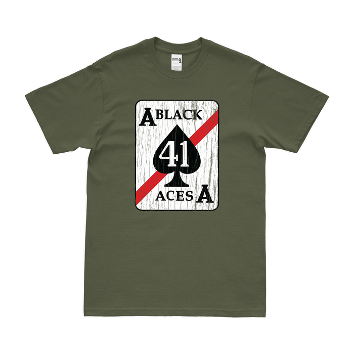 U.S. Navy Fighter Squadron 41 (VF-41) Logo T-Shirt Tactically Acquired Military Green Distressed Small