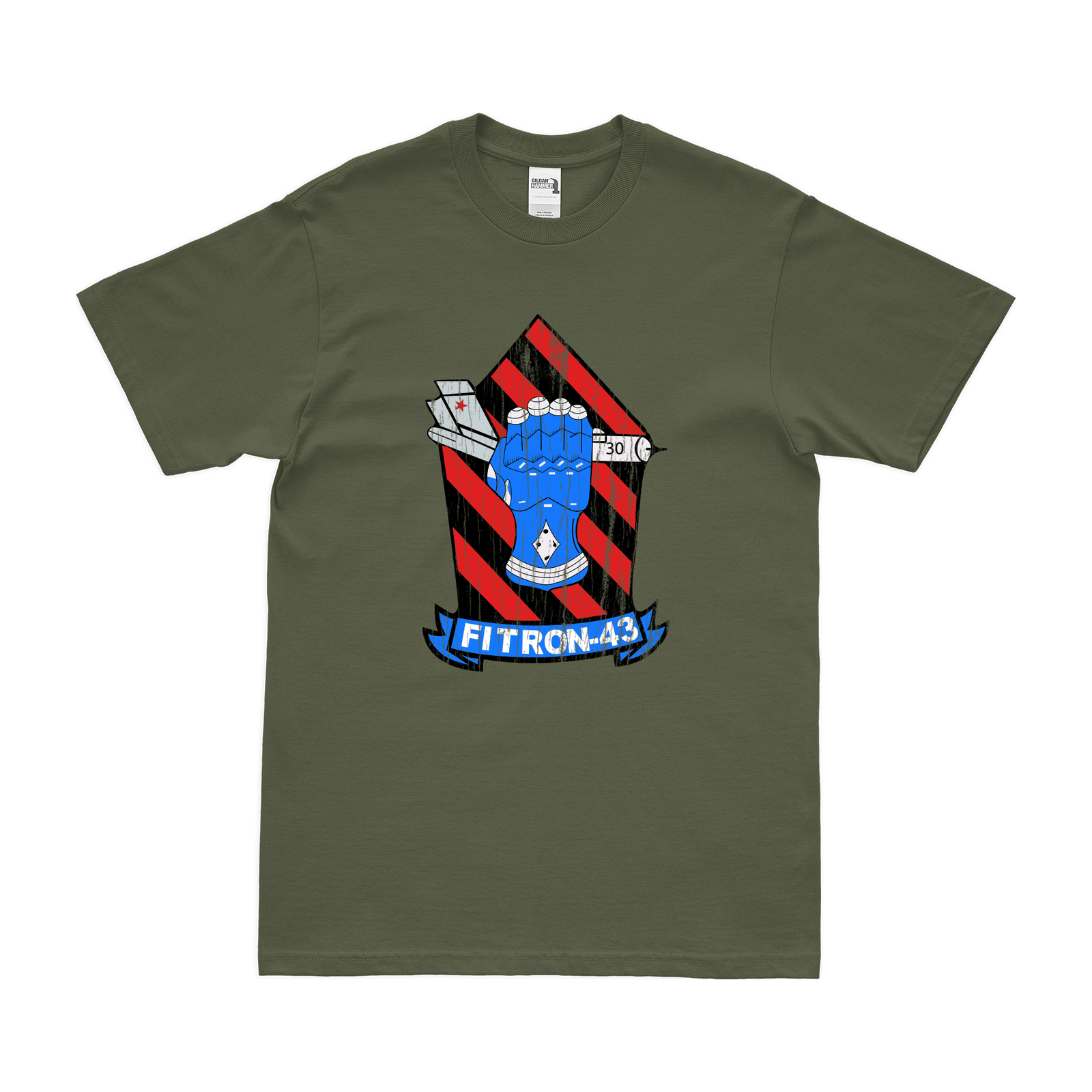 U.S. Navy Fighter Squadron 43 (VF-43) T-Shirt Tactically Acquired Military Green Distressed Small