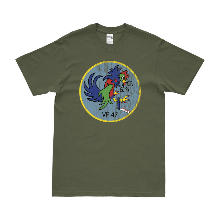 U.S. Navy Fighter Squadron 47 (VF-47) T-Shirt Tactically Acquired Military Green Distressed Small