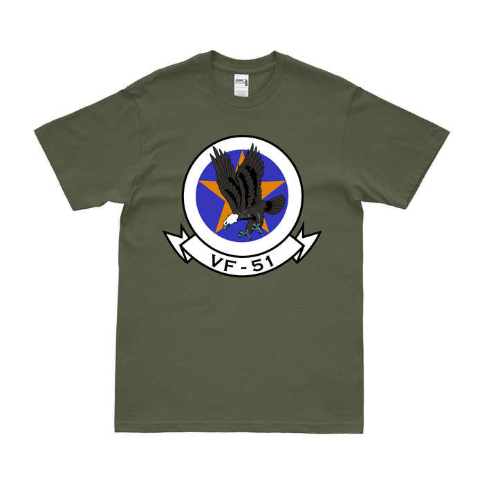 U.S. Navy Fighter Squadron 51 (VF-51) T-Shirt Tactically Acquired Military Green Clean Small