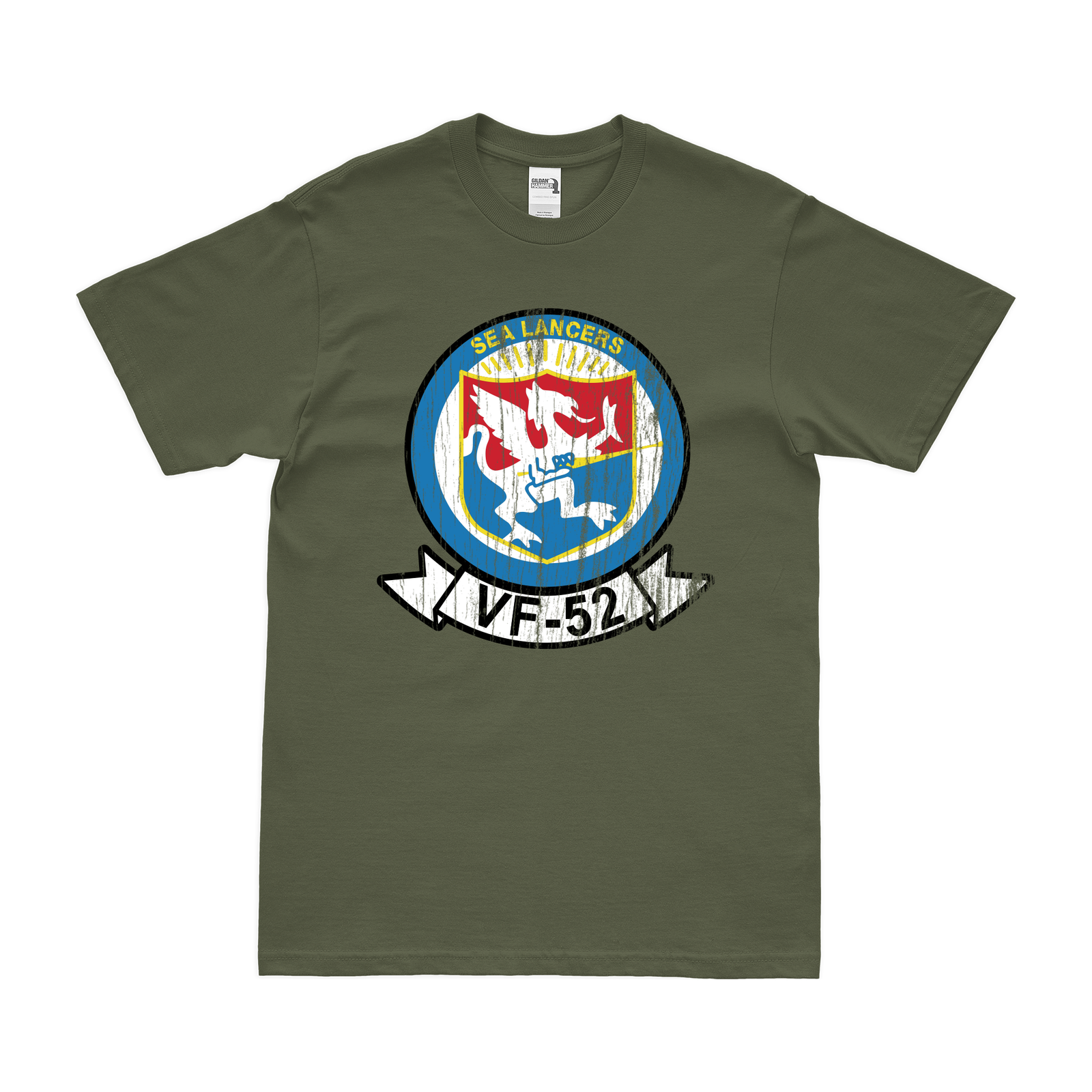 U.S. Navy Fighter Squadron 52 (VF-52) T-Shirt Tactically Acquired Military Green Distressed Small