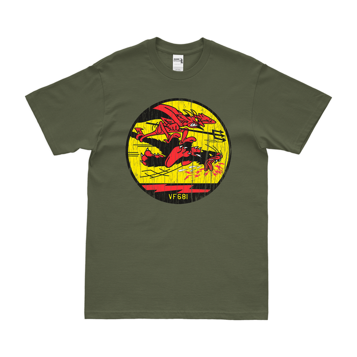 U.S. Navy Fighter Squadron 681 (VF-681) T-Shirt Tactically Acquired Military Green Distressed Small