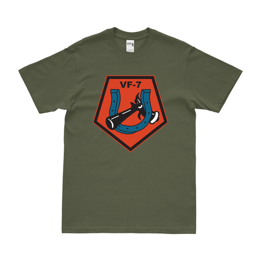 U.S. Navy Fighter Squadron 7 (VF-7) T-Shirt Tactically Acquired Military Green Clean Small