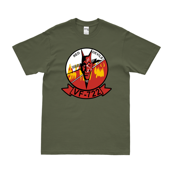 U.S. Navy Fighter Squadron 722 (VF-722) Logo T-Shirt Tactically Acquired Military Green Clean Small