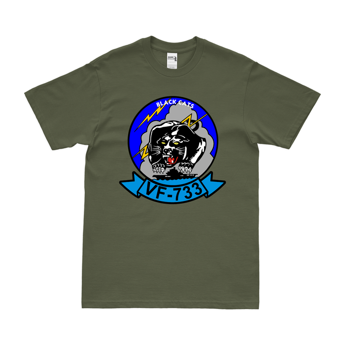 U.S. Navy Fighter Squadron 733 (VF-733) T-Shirt Tactically Acquired Military Green Clean Small