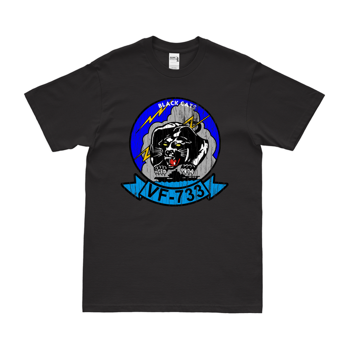 U.S. Navy Fighter Squadron 733 (VF-733) T-Shirt Tactically Acquired Black Distressed Small