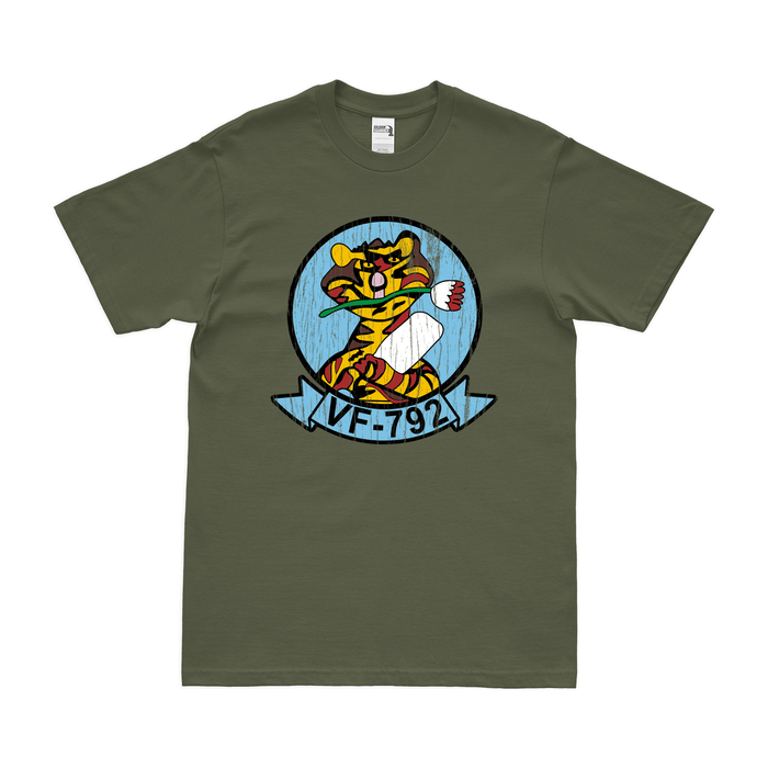 U.S. Navy Fighter Squadron 792 (VF-792) T-Shirt Tactically Acquired Military Green Distressed Small