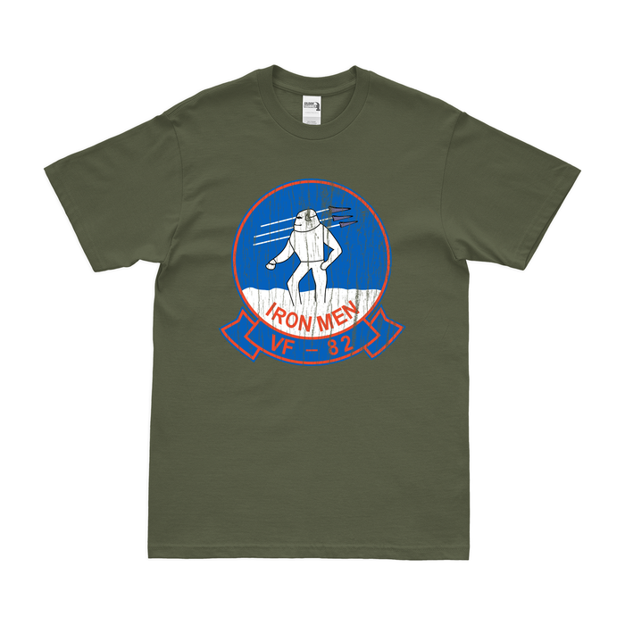 U.S. Navy Fighter Squadron 82 (VF-82) Logo T-Shirt Tactically Acquired Military Green Distressed Small