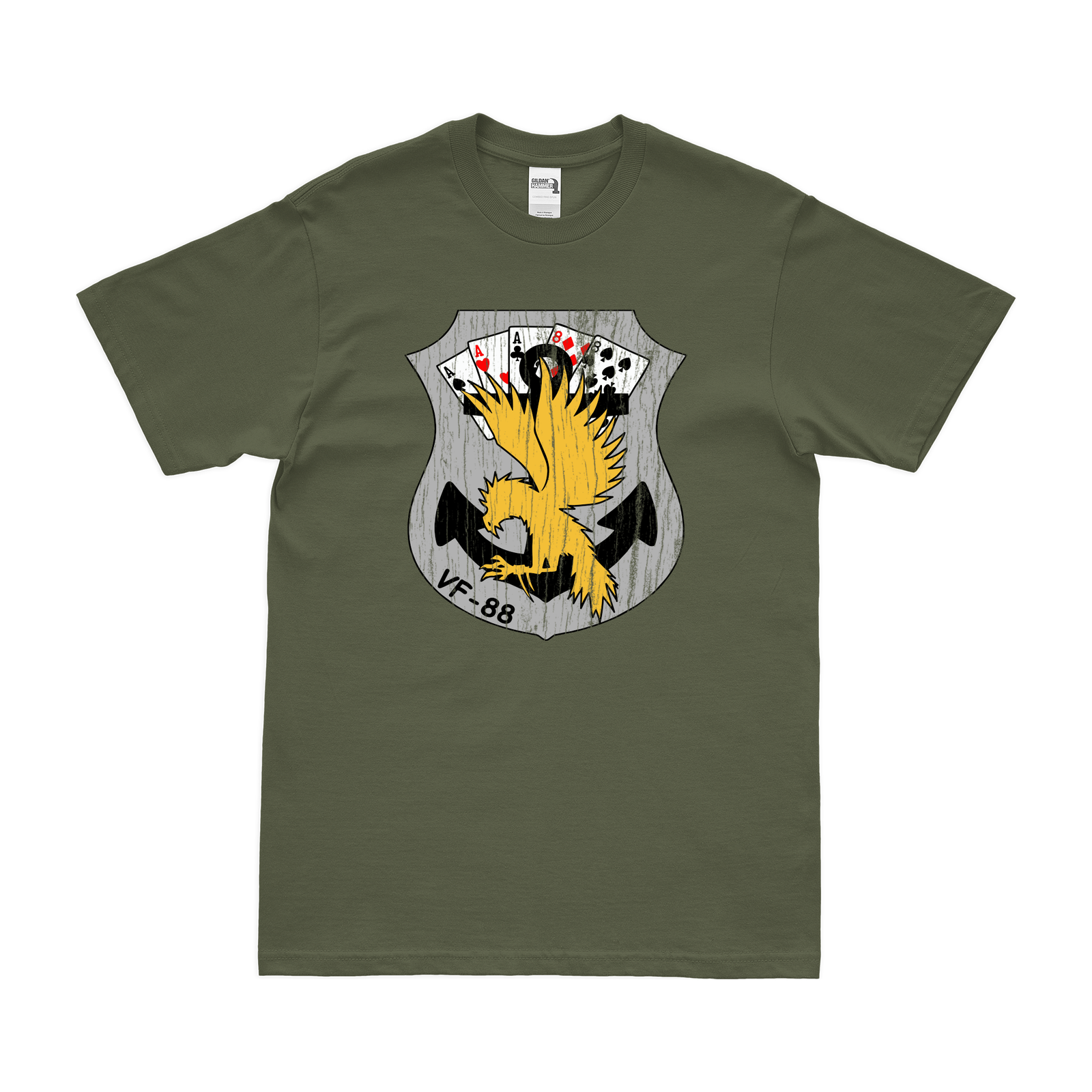 U.S. Navy Fighter Squadron 88 (VF-88) T-Shirt Tactically Acquired Military Green Distressed Small