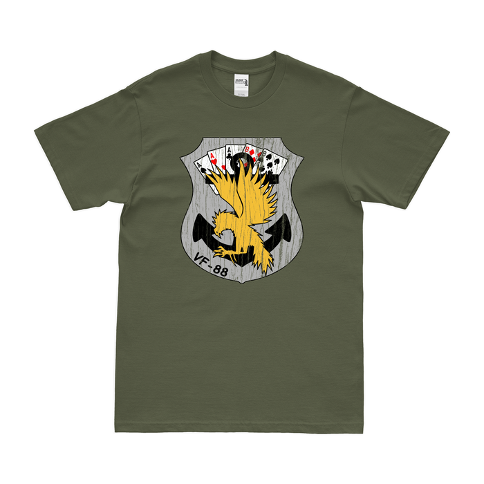 U.S. Navy Fighter Squadron 88 (VF-88) T-Shirt Tactically Acquired Military Green Distressed Small