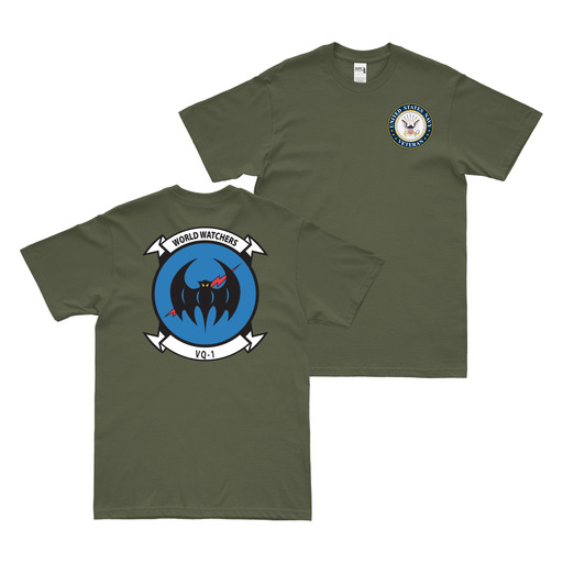 Double-Sided VQ-1 U.S. Navy Veteran T-Shirt Tactically Acquired Military Green Clean Small