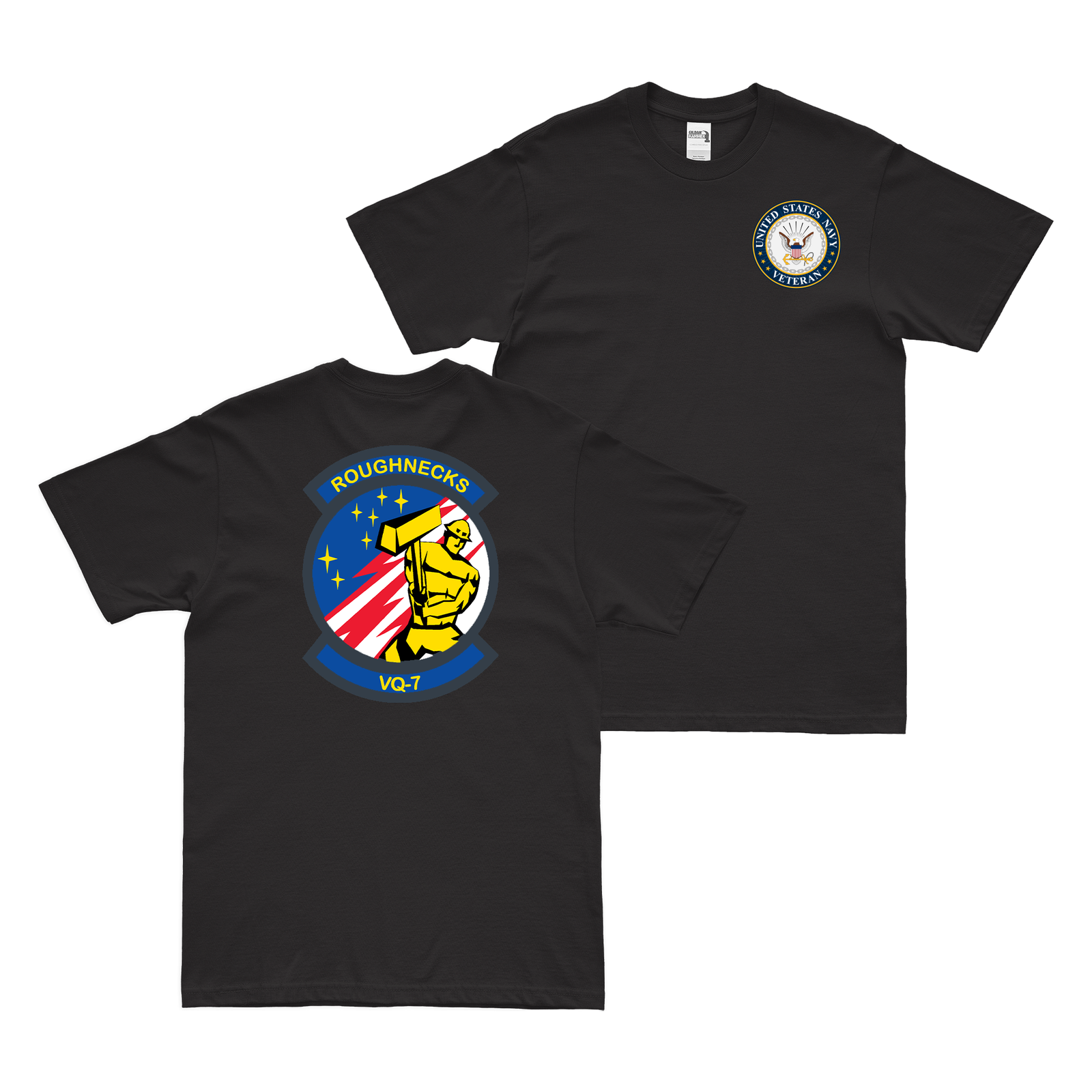 Double-Sided VQ-7 U.S. Navy Veteran T-Shirt Tactically Acquired Black Clean Small