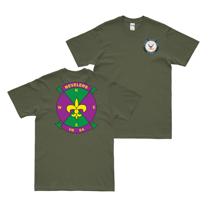 Double-Sided VR-54 U.S. Navy Veteran T-Shirt Tactically Acquired Military Green Clean Small