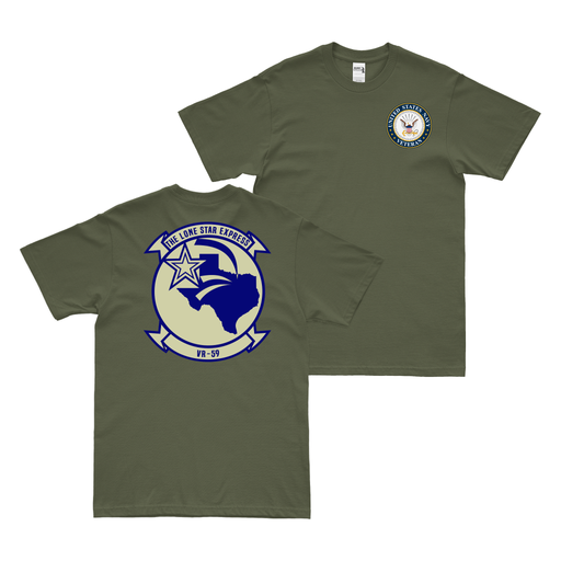 Double-Sided VR-59 U.S. Navy Veteran T-Shirt Tactically Acquired Military Green Clean Small