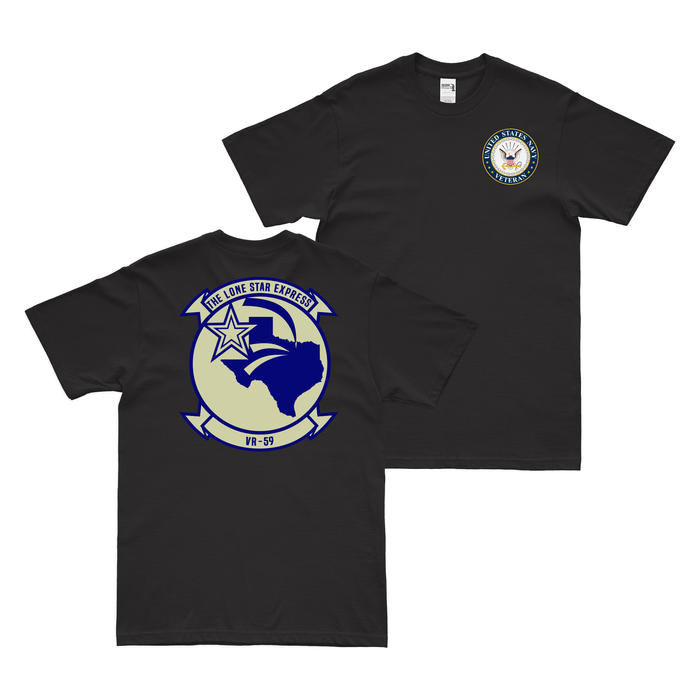 Double-Sided VR-59 U.S. Navy Veteran T-Shirt Tactically Acquired Black Clean Small