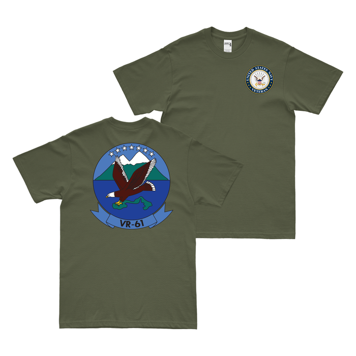 Double-Sided VR-61 U.S. Navy Veteran T-Shirt Tactically Acquired Military Green Clean Small