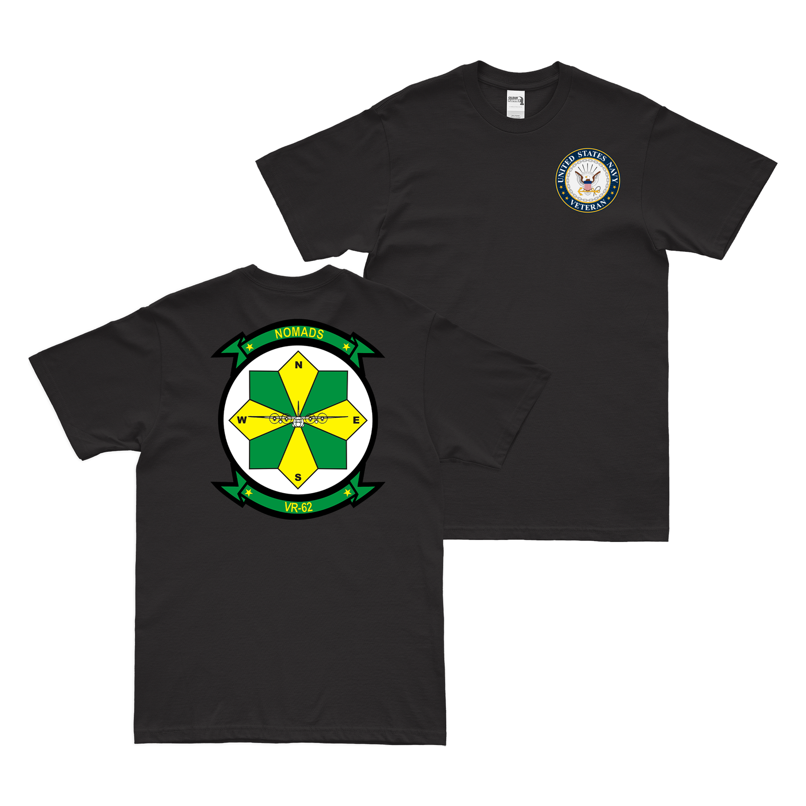 Double-Sided VR-62 U.S. Navy Veteran T-Shirt Tactically Acquired Black Clean Small