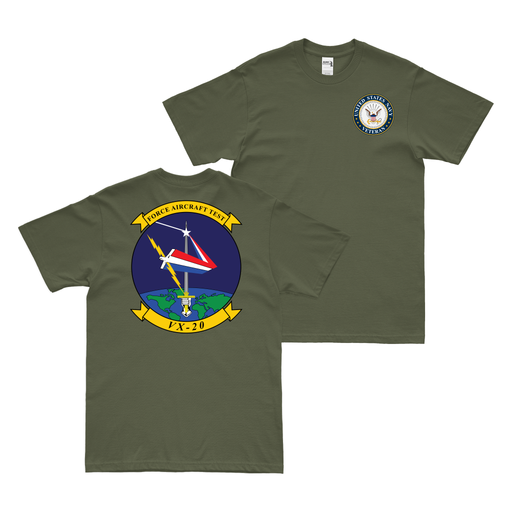 Double-Sided VX-20 U.S. Navy Veteran T-Shirt Tactically Acquired Military Green Clean Small