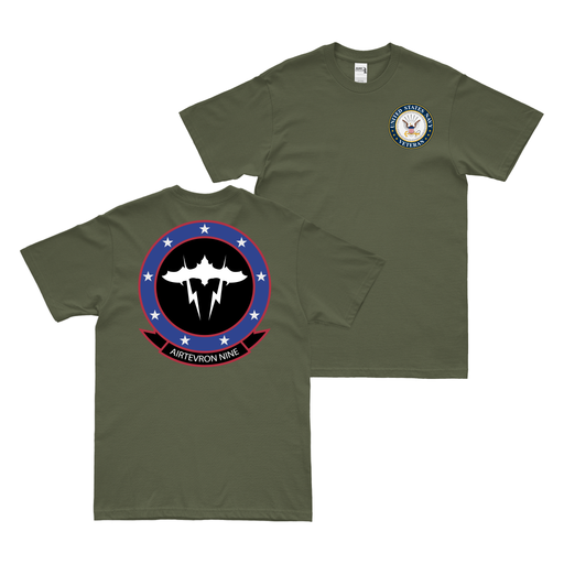 Double-Sided VX-9 U.S. Navy Veteran T-Shirt Tactically Acquired Military Green Clean Small