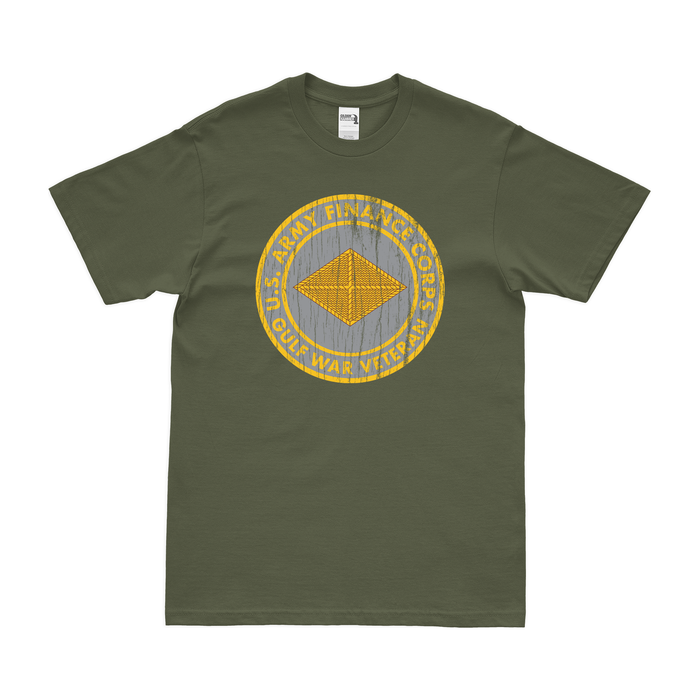 U.S. Army Finance Corps Gulf War Veteran T-Shirt Tactically Acquired Military Green Distressed Small
